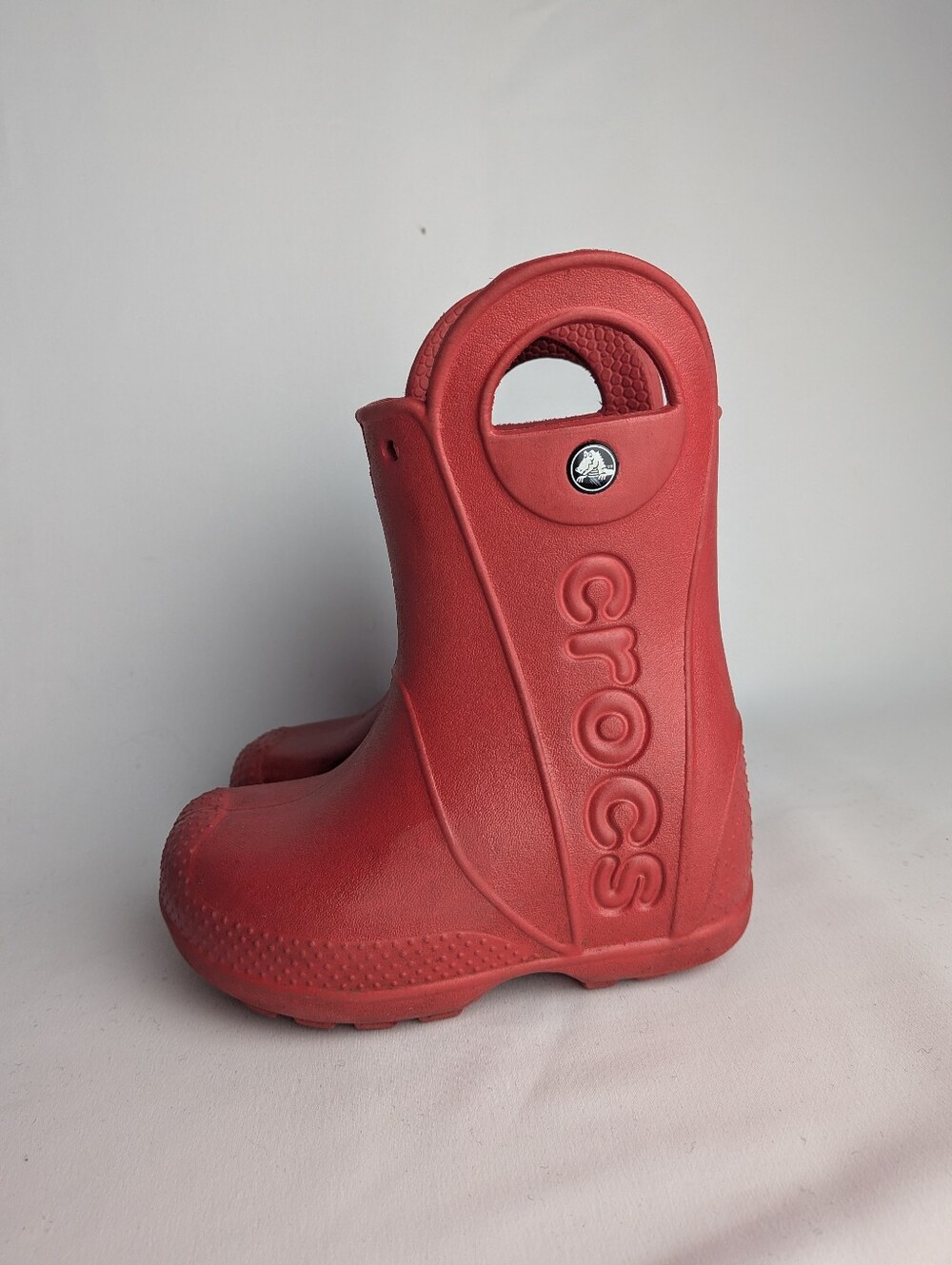 CROCS Kid Rain Boots Size 8 Red Color Waterproof Rubber Unisex - Picture 4 of 6